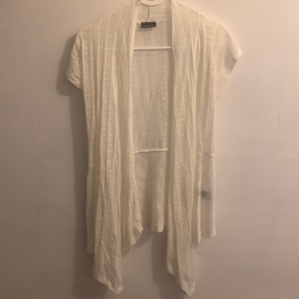 rue 21 white cardigan, size women’s medium!